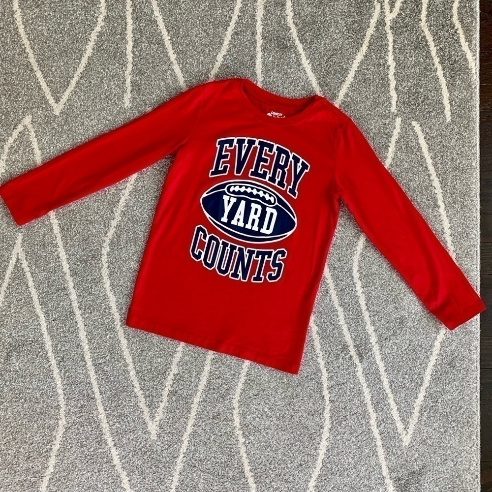 Oshkosh Originals Red Long Sleeve Every Yard Counts Football Tshirt Boys Size 7
